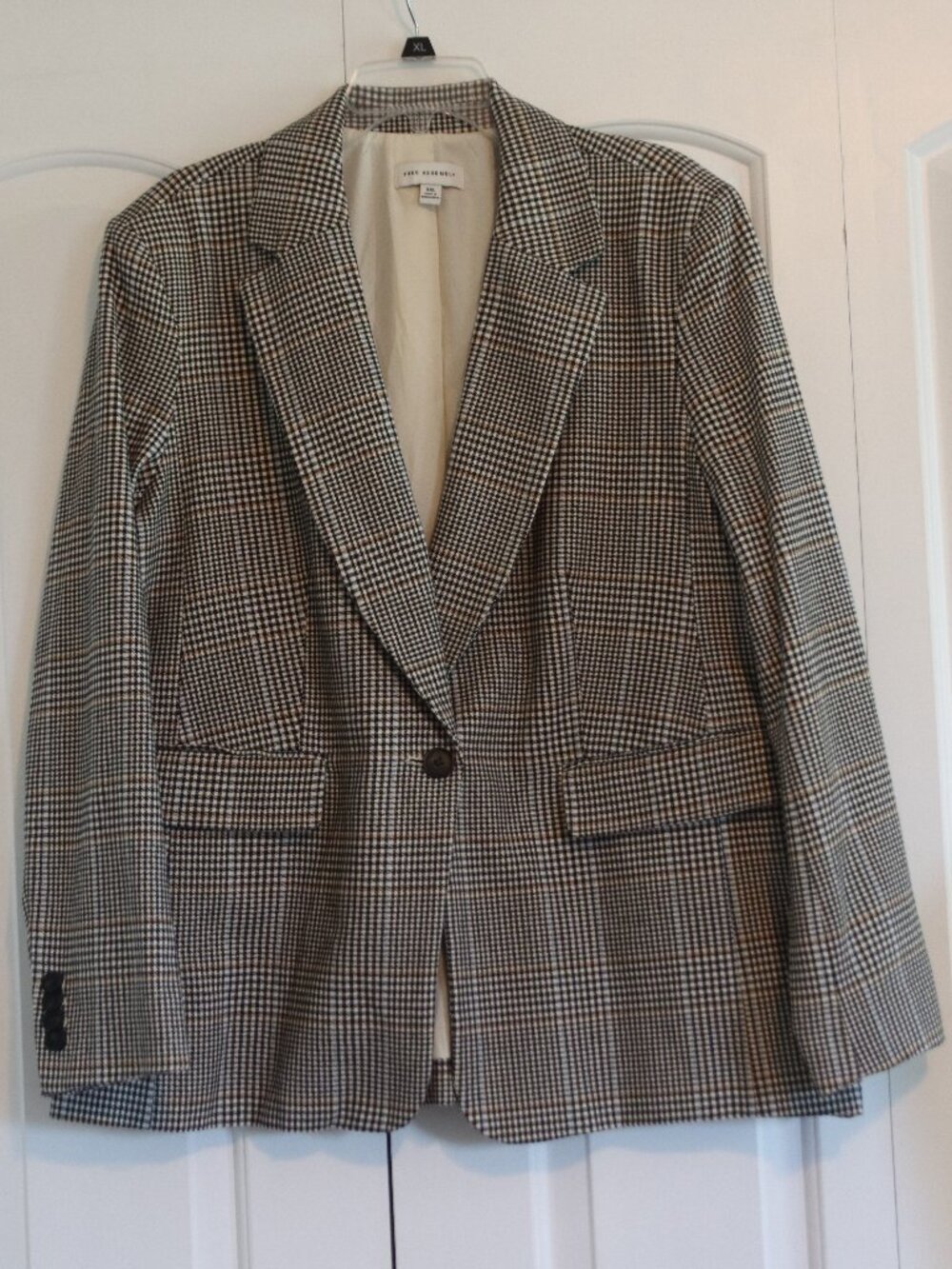 Free Assembly Houndstooth Plaid Single Breasted Blazer Women's Size XXL